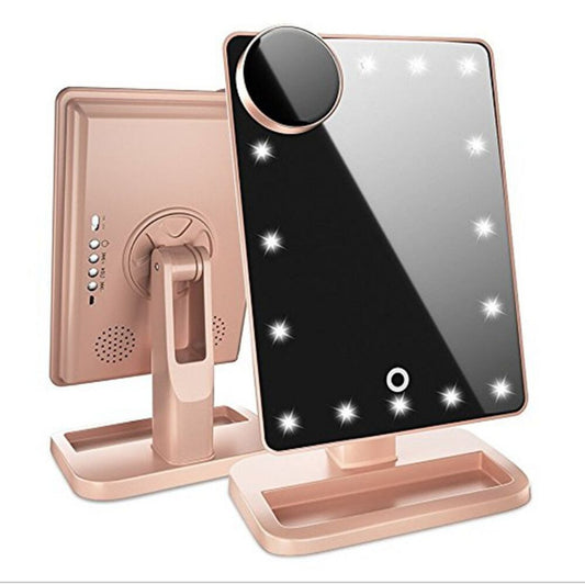 LED Makeup Mirror with Bluetooth & 10X Magnifier